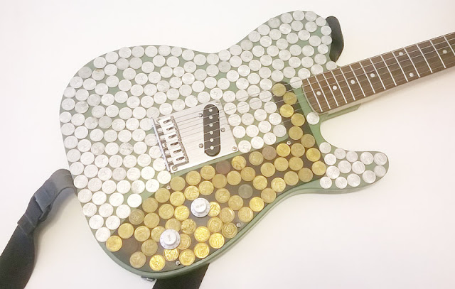 coin guitar telecaster silver