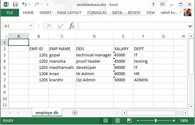 Write / Read Data into / from Excel file using Java