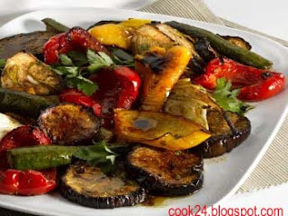 Mrinated barbequed vegetables
