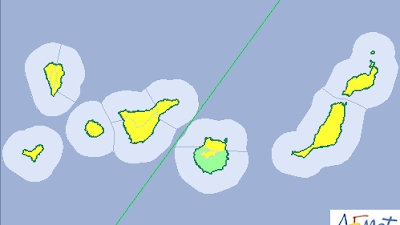 Aviso amarillo lluvia Canarias 8 - 9  mayo