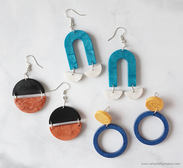 Modern Clay Earrings Set