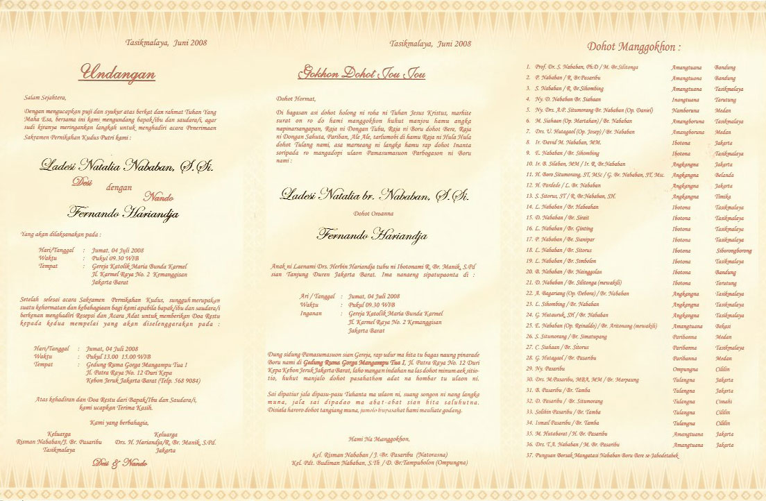 Contoh undangan pernikahan bahasa batak Harga Murah