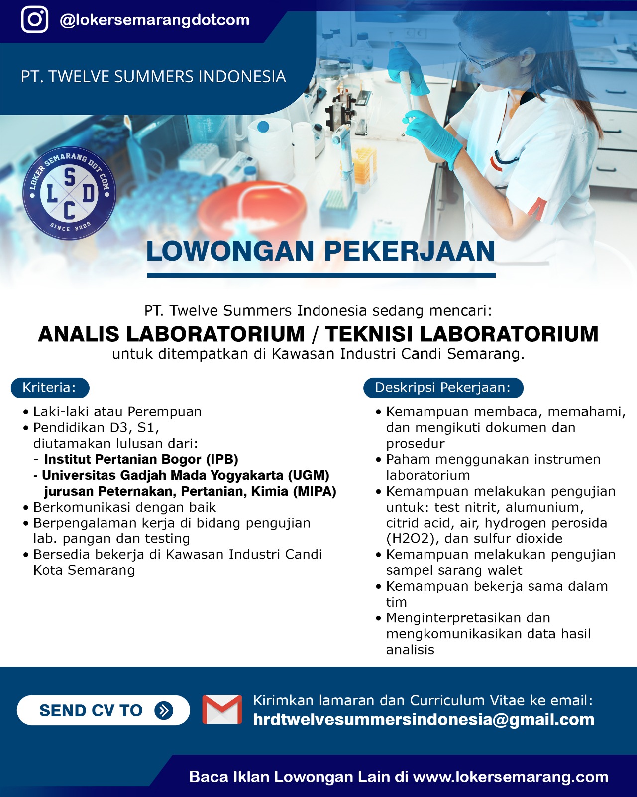 Lowongan Kerja Semarang Terbaru di PT Twelve Summers Indonesia