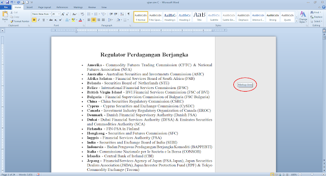 markup area microsoft word