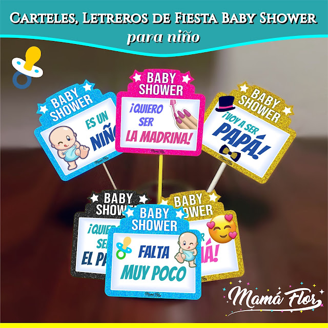 Baby Shower de Niño: Carteles Divertidos para Imprimir