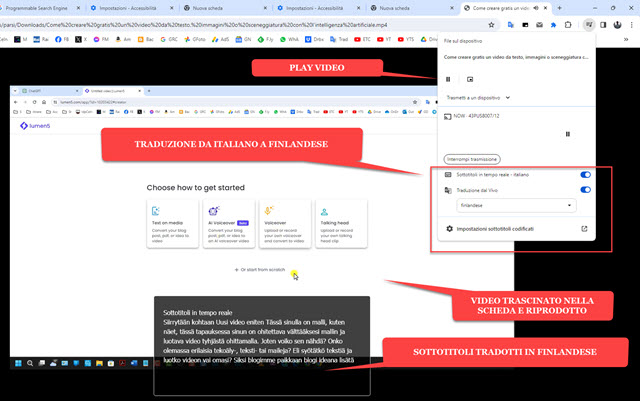 traduzione in tempo reale dei sottotitoli di un file