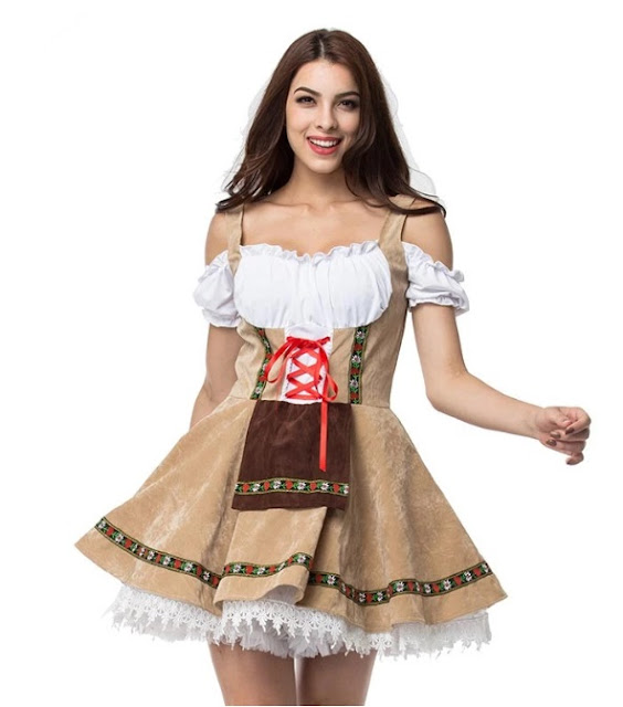 High Quality Traditional German Beer  Costume Bavarian  For women on Halloween