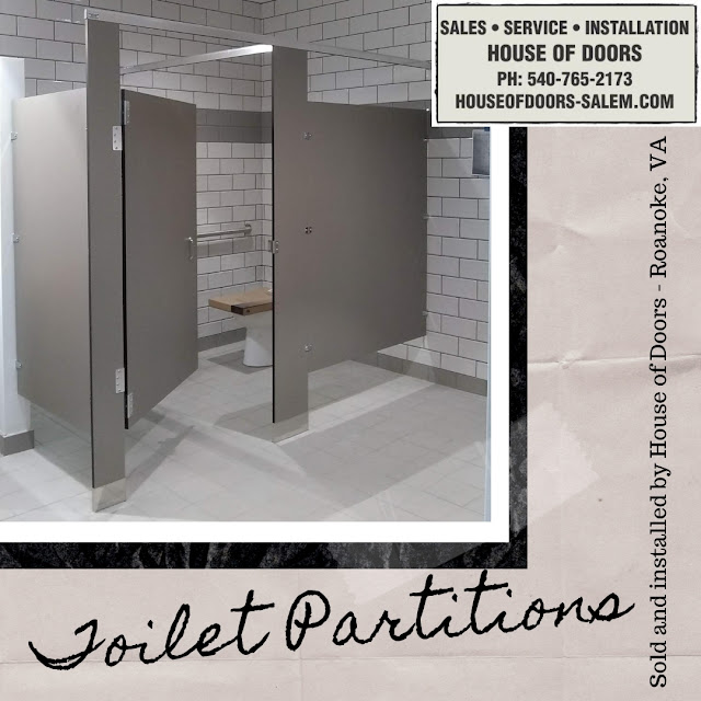 Toilet partitions and accessories sold and installed by House of Doors - Roanoke, VA