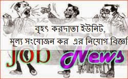 বৃহৎ করদাতা ইউনিট, মূল্য সংযোজন কর  এর নিয়োগ বিজ্ঞপ্তি _Large Taxpayer Units , Price accession to the recruitment notifications