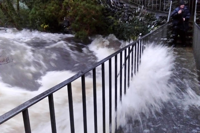 Oughterard waterfall, storm Desmond