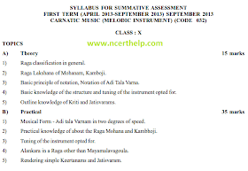 cbse syllabus for class 10 carnatic music melodic instruments sa-1 and sa-2
