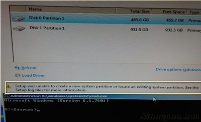 Cara Mengatasi Setup Was Unable To Create A New System Partition Or Locate An Existing system partition