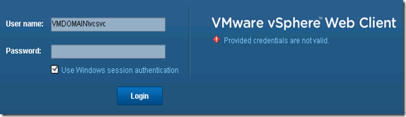 13 vSphere Web Client Provided credentials are not valid