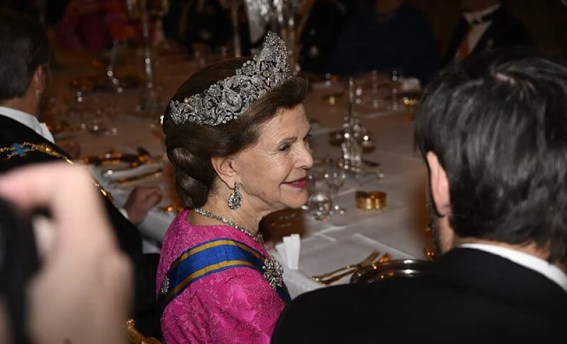 Queen Maxima wore a pink gown by Jan Taminiau. Stuart tiara. Crown Princess Victoria, Princess Sofia, Queen Silvia