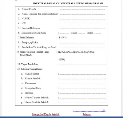 Download Persyaratan Administrasi Calon Kepala Sekolah Download Persyaratan Administrasi Calon Kepala Sekolah/Madrasah