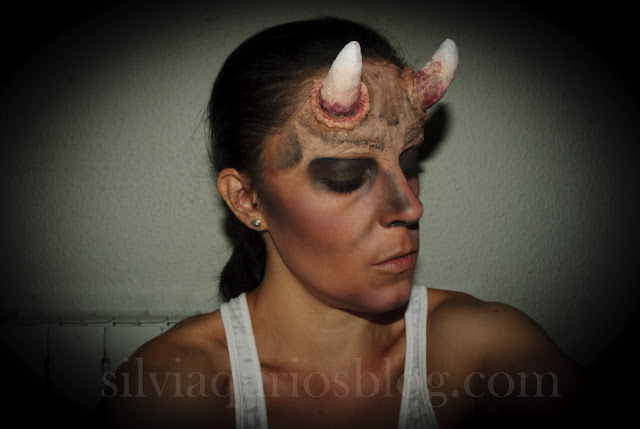 Maquillaje Halloween 4: Diablo con cuernos, Halloween Make-up 4: Debil with horns, special effects, efectos especiales, Silvia Quirós