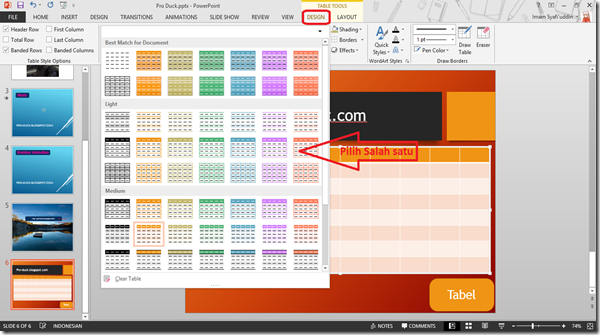 Style tabel pada powerpoint
