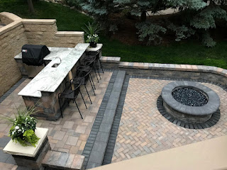 Brick Paver Patio New Installation with Fire Pit Metro Detroit