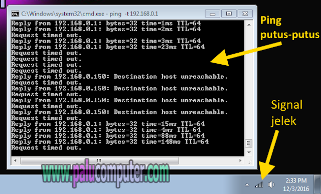ping ke router putus