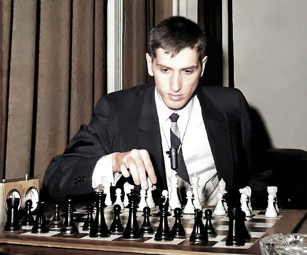 Bobby Fischer plots his move in the Capablanca Memorial Tournament, 1965.