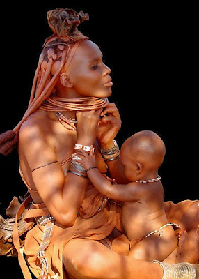 Himba mother and baby - Tribe indigenous of Namibia
