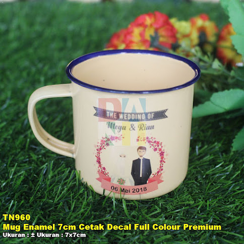 Mug Enamel  7cm Cetak  Decal Full Colour Premium Souvenir 