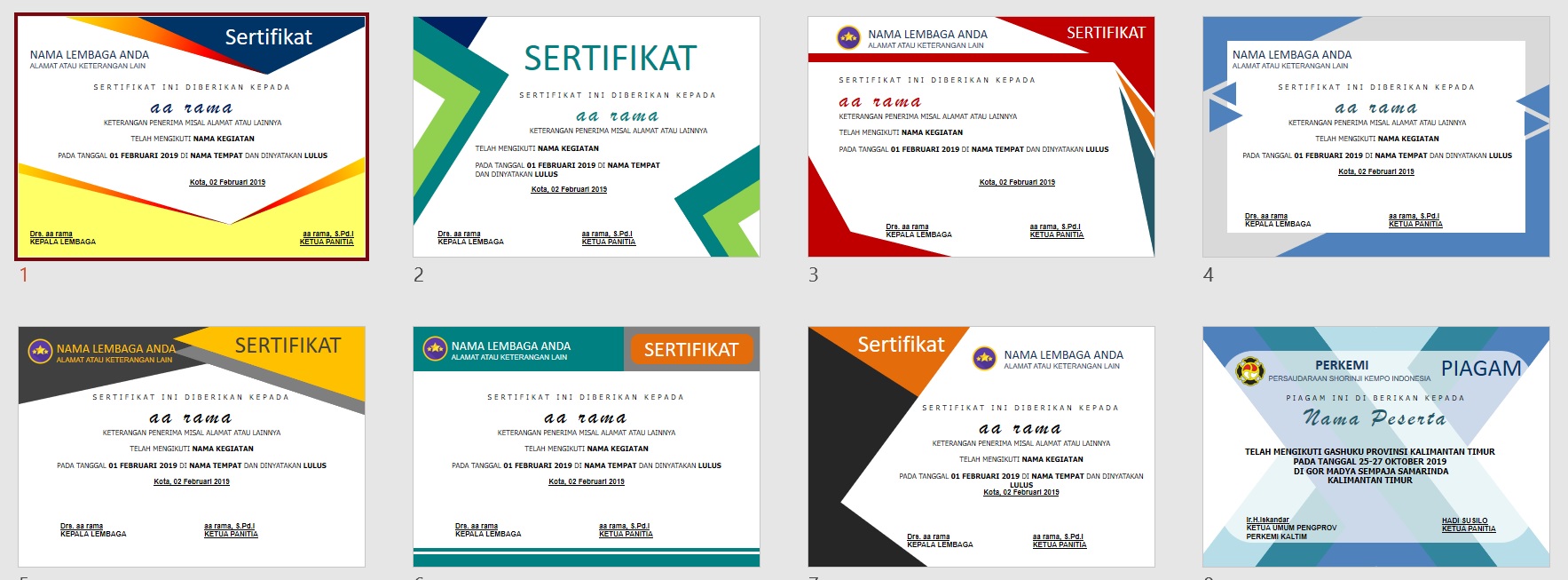 Download 50 Template Sertifikat atau Piagam Penghargaan Dalam Bentuk Powerpoint