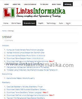 Cara Membuat Daftar Isi (Sitemap) Otomatis di Blog - Lintas Informatika