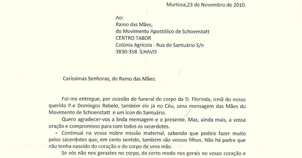 Schoenstatt Aveiro: Carta de um Sacerdote