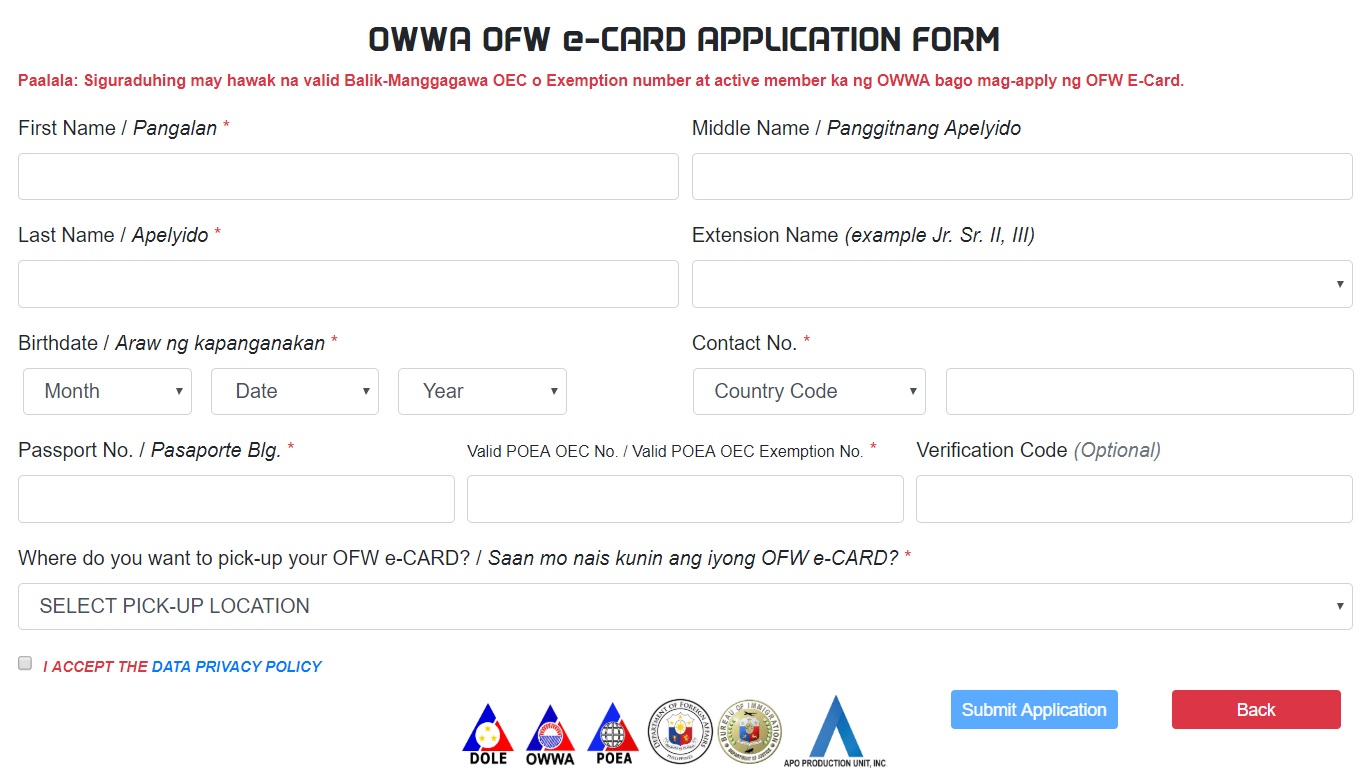 How to apply for OFW E-card online