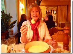 pam eating fondu
