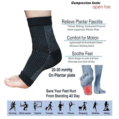 Socks Anti Fatigue Compression Therapy Stockings Heel Pain / Stokin Terapi Sakit Tumit Kaki