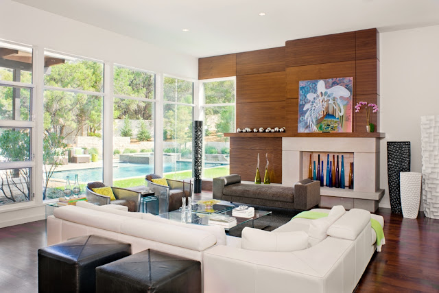 Photo of beautiful modern living room interiors