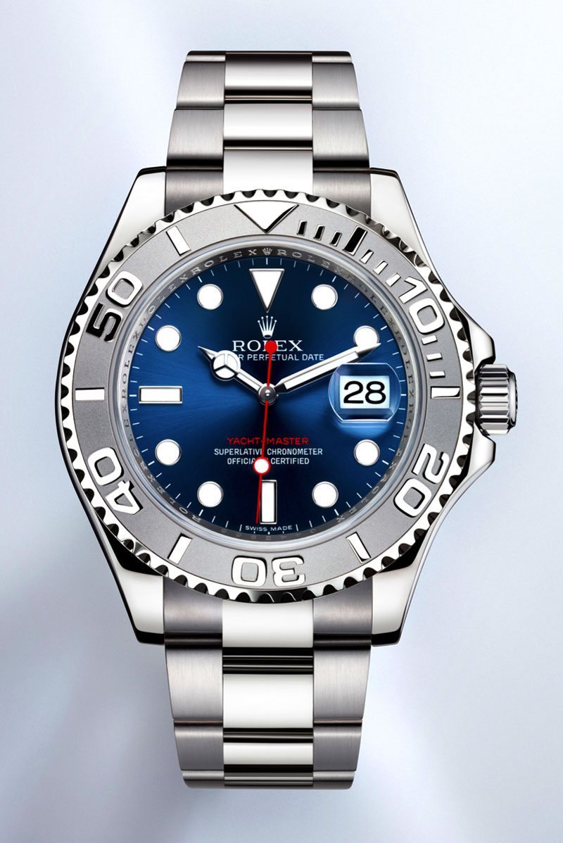  iPhone: Stainless Steel &amp; Platinum Yacht-Master Cobalt Blue Dial