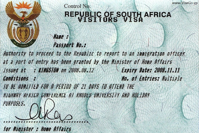 Cách xin visa Nam Phi