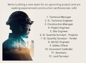 We're building a new team for an upcoming project and are seeking experienced construction professionals. UAE experience is mandatory for all roles.