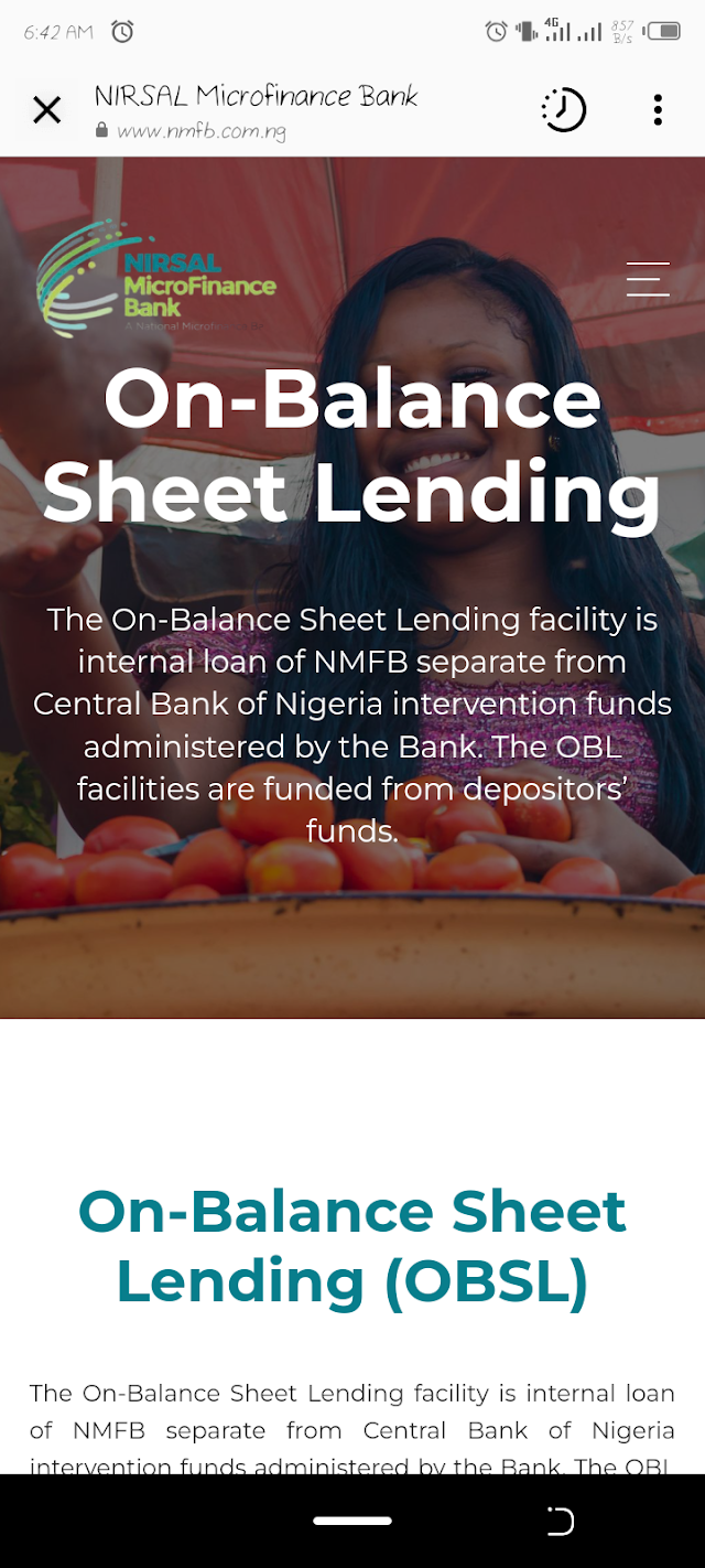 Nirsal microfinance Bank has opened portal for new loan Application called OBSL 