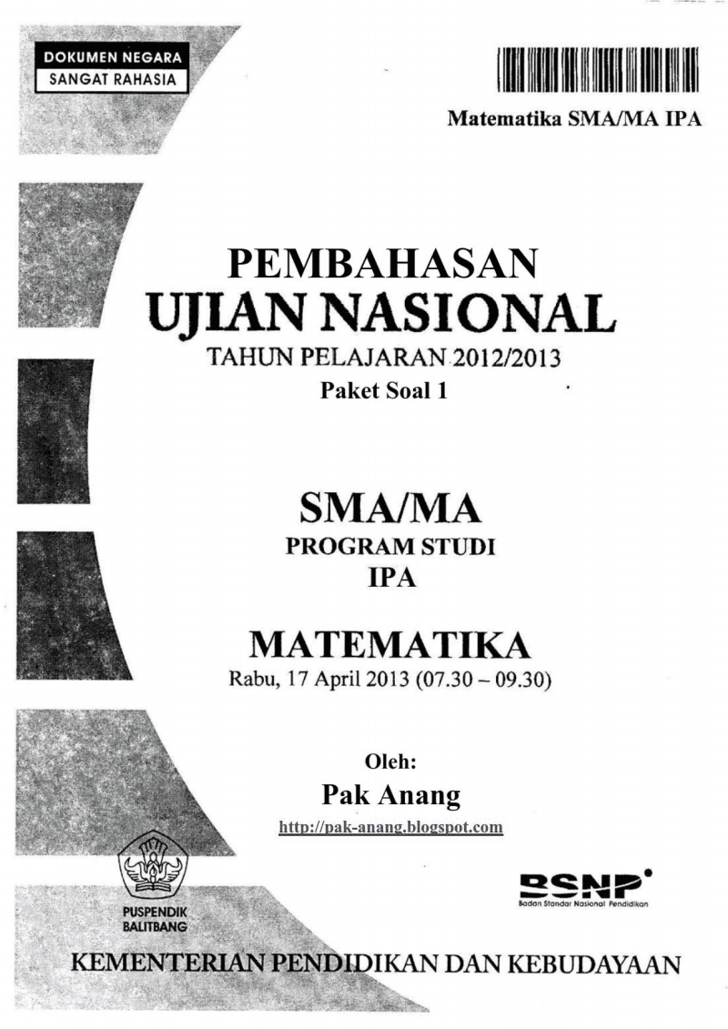 Berbagi Dan Belajar Pembahasan Soal Un Matematika Program Ipa Sma