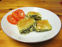 serve the greek spinach pie - spanakopita