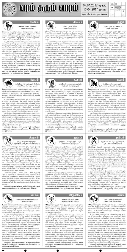 Dinamani Newspaper Weekly Rasi Palan