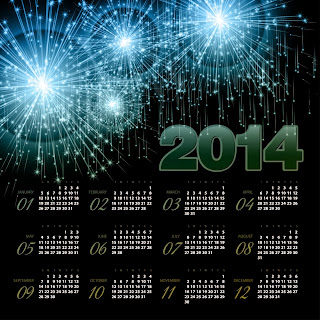 Firework felicitation celebrating Happy New year 2014 Calendar  