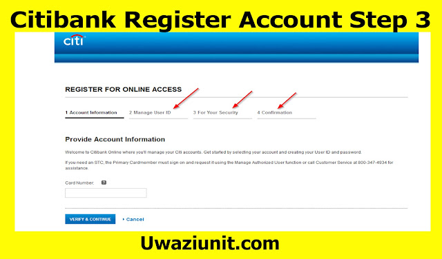 Citibank Register Account Step 3