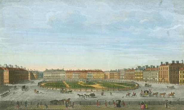 IN REVIEW: a view of London’s Grosvenor Square, circa 1750; engraving by T. Bowles [Image © by Mayson Beaton Collection]