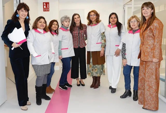 Queen Letizia wore a tweed jacket by the Association for the  Prevention, Reintegration, and Care of Prostituted Women