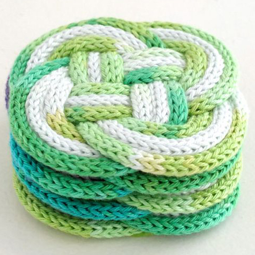 French Knitted Knotted Coasters - Free Pattern