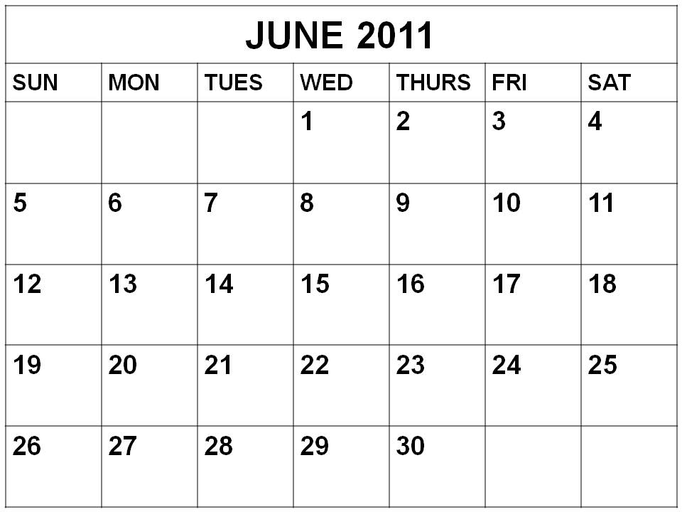 2011 calendar june