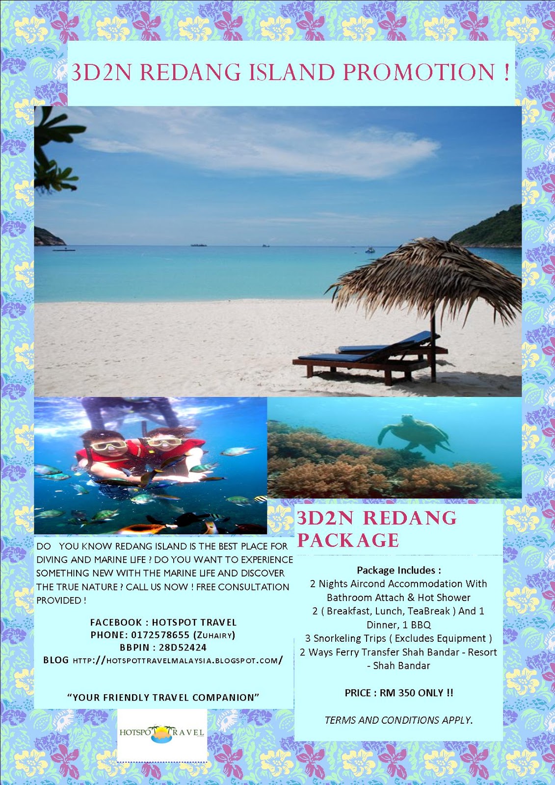 "Your Friendly Travel Companion": 3D2N Pulau Redang Package