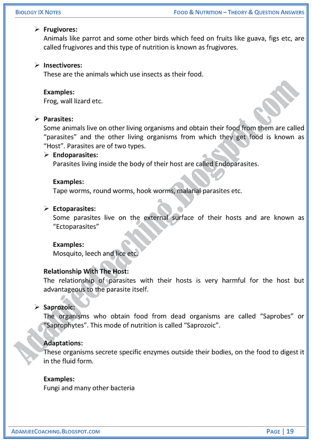 food-and-nutrition-theory-notes-and-question-answers-biology-notes-for-class-9th