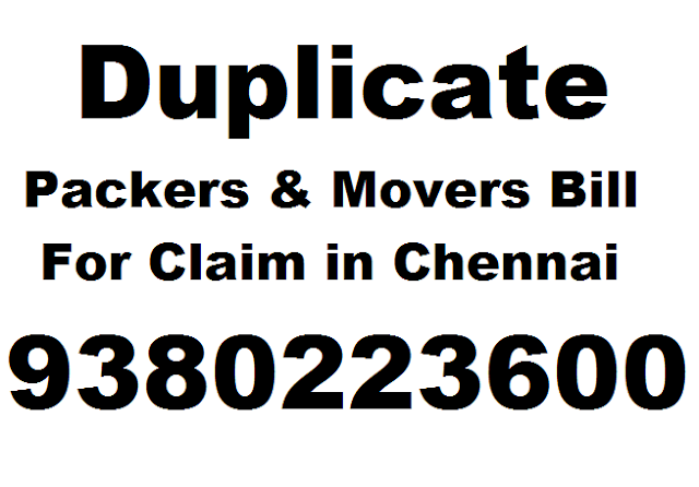 packers movers bill for claim in chennai