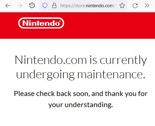 Nintendo.com is currently undergoing maintenance.  Please check back soon, and thank you for your understanding.